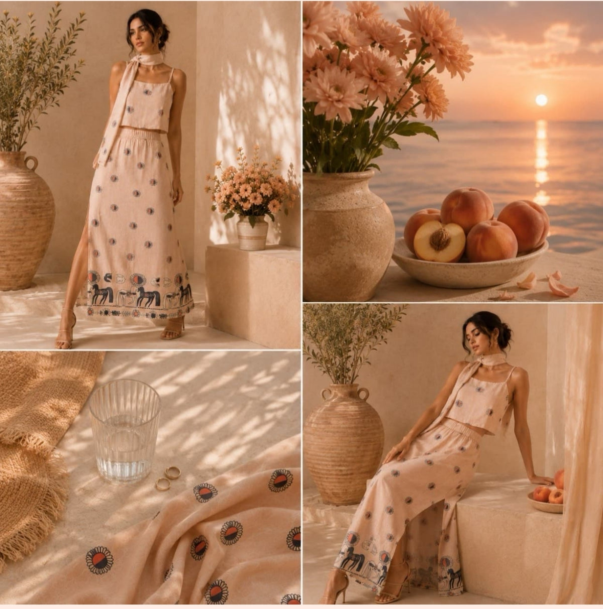 Ivory peach sunshine skirt